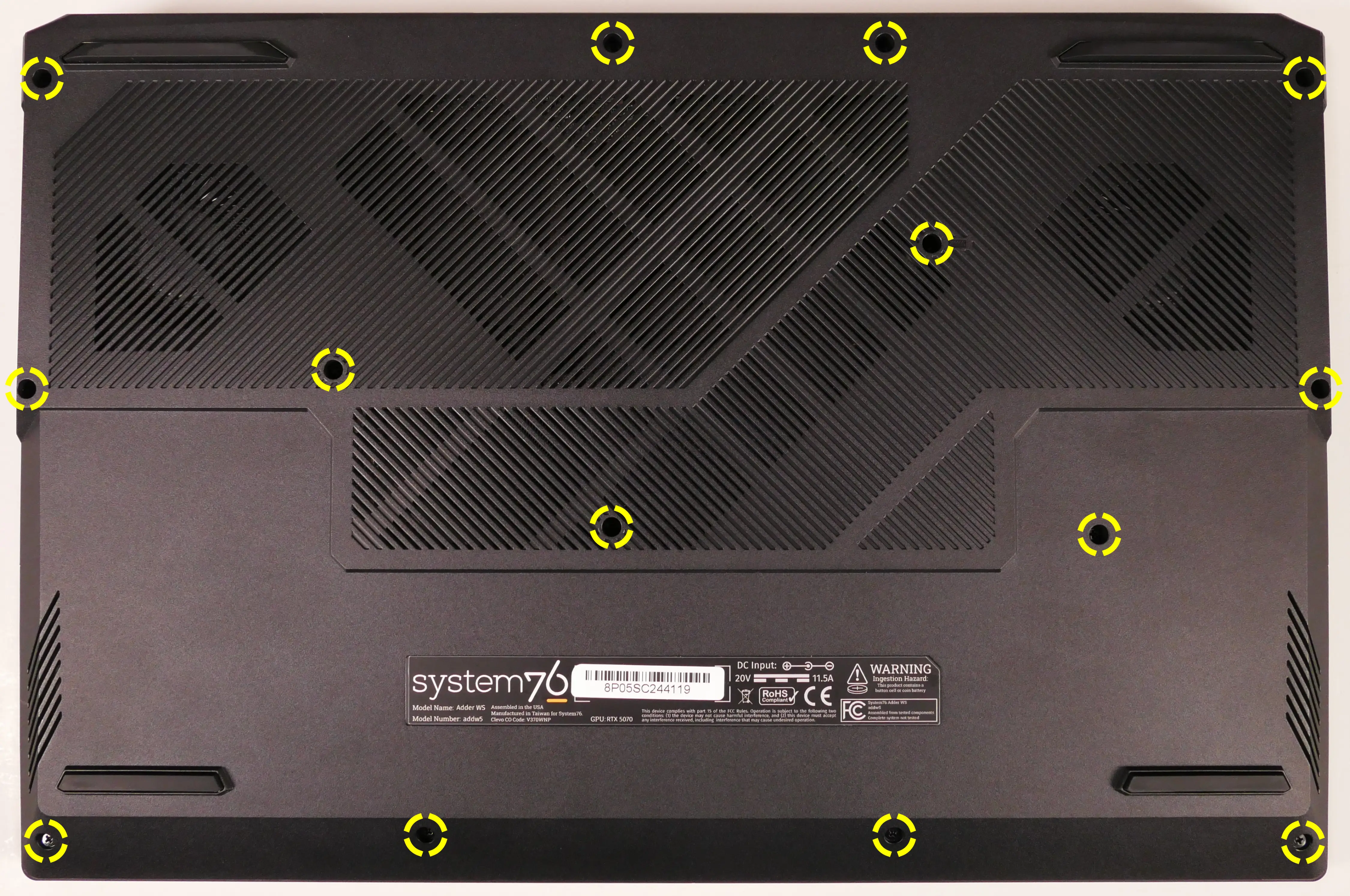 Bottom panel screws (17")
