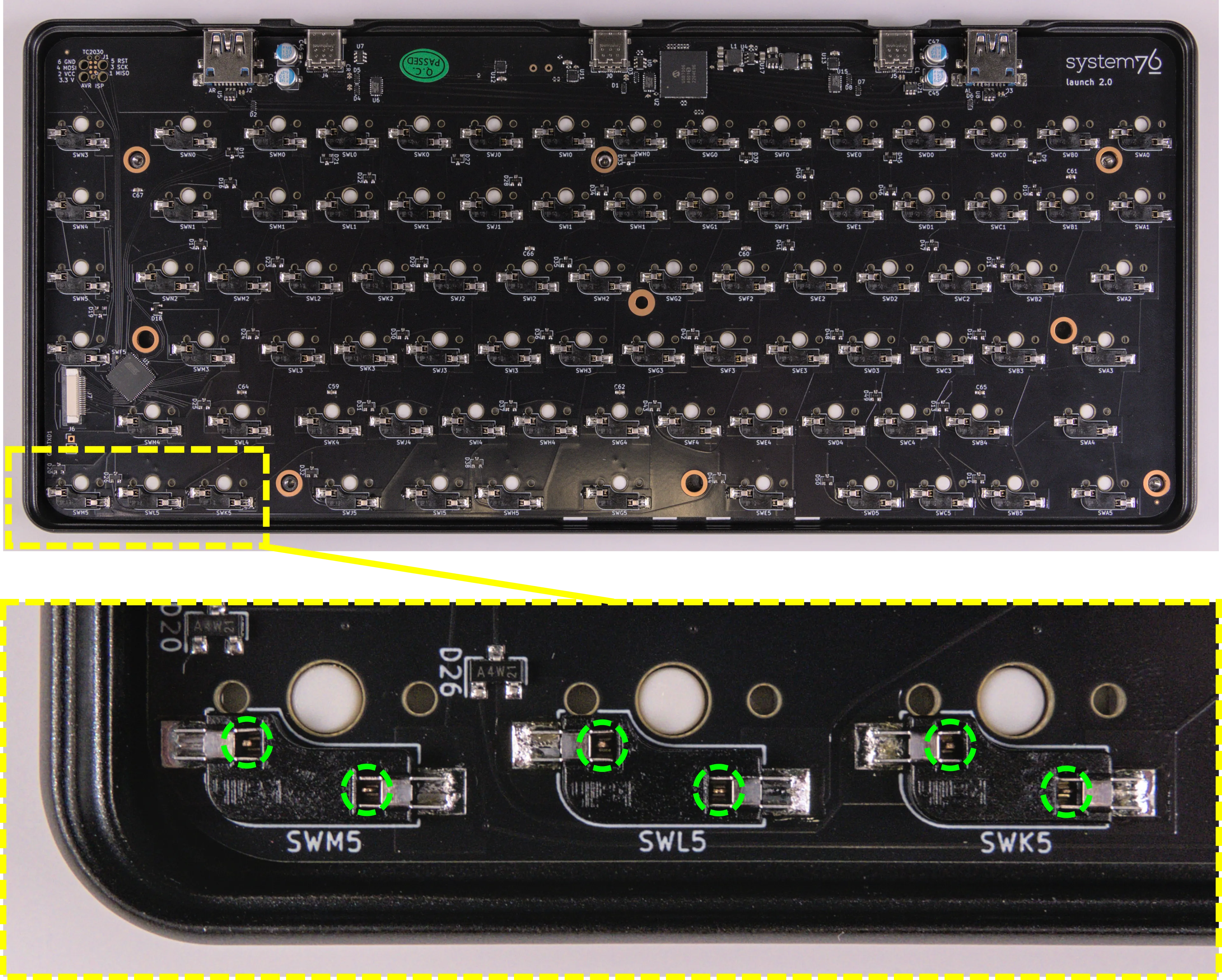 Switch pins visible through sockets