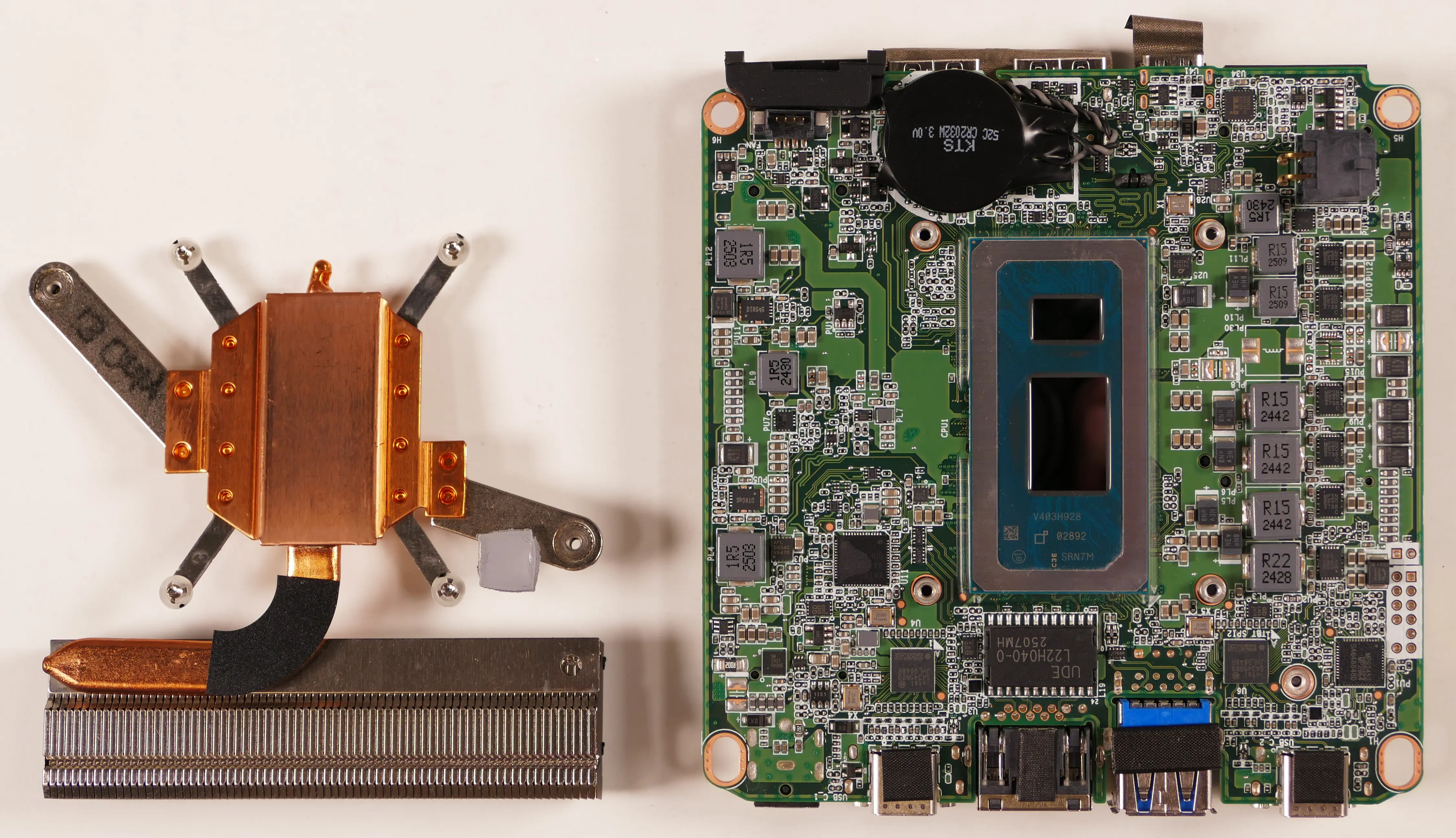 Motherboard and heatsink, after cleaning