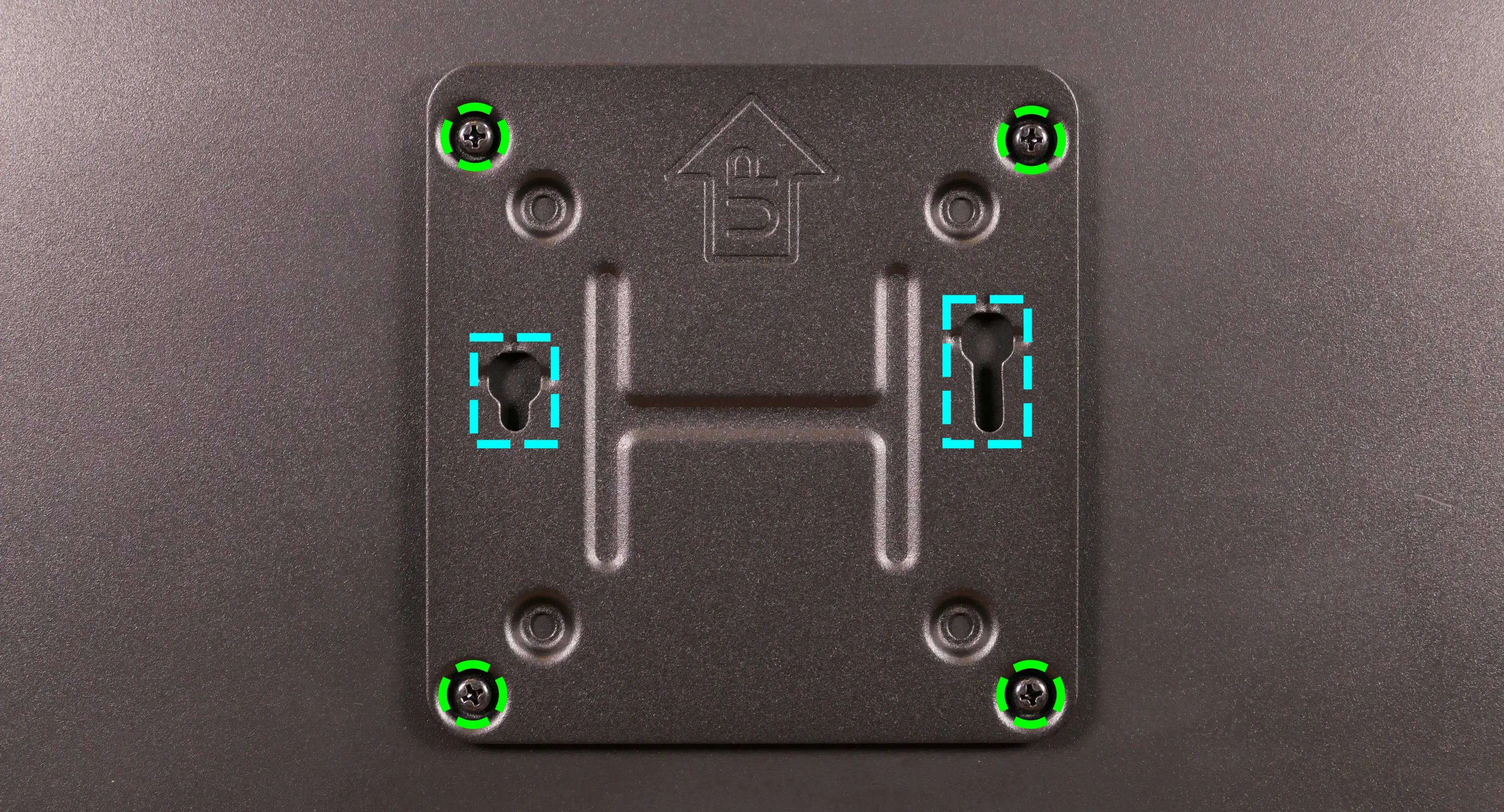 VESA mounting plate on display