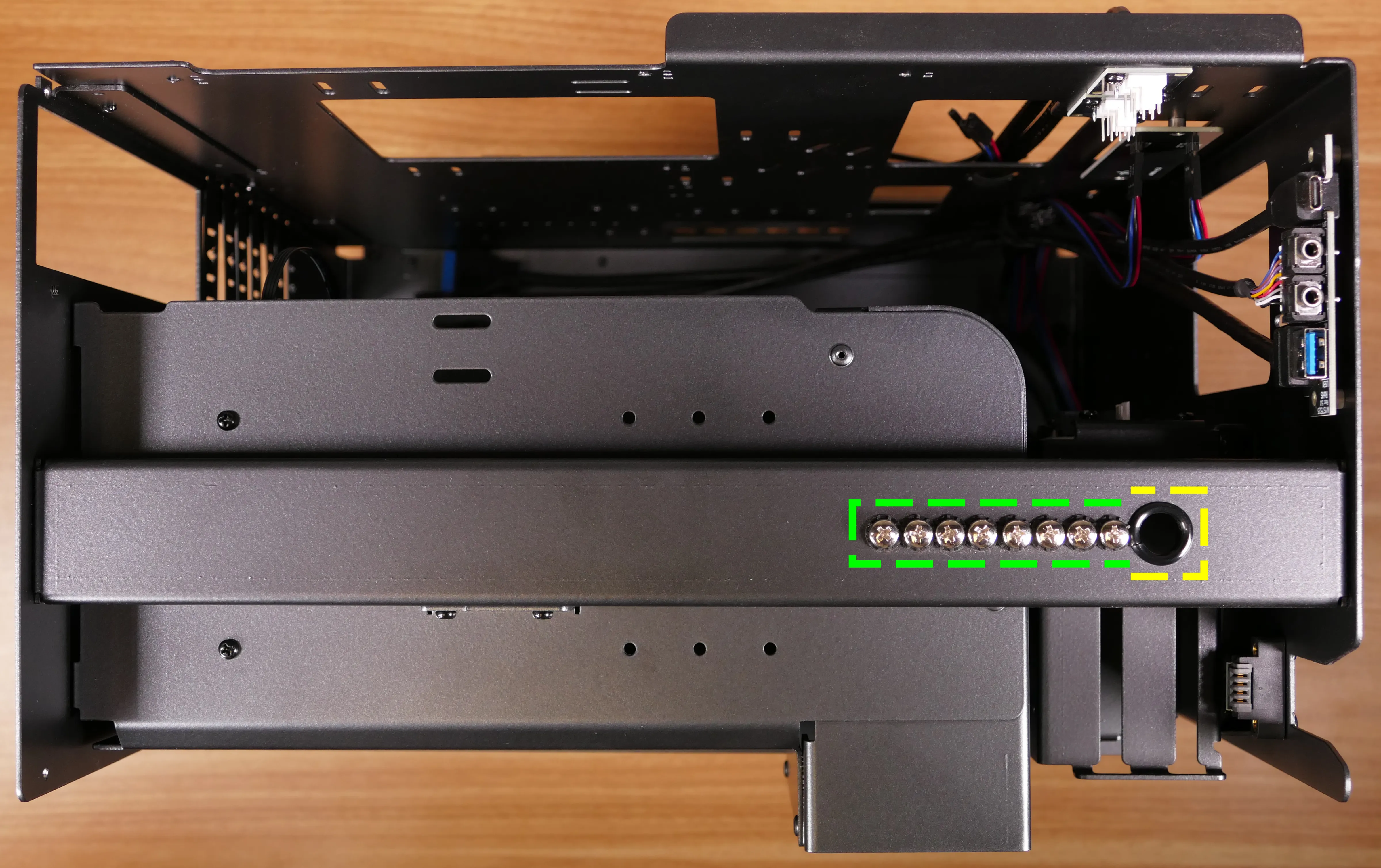 2.5" SATA drive screws on top crossbar