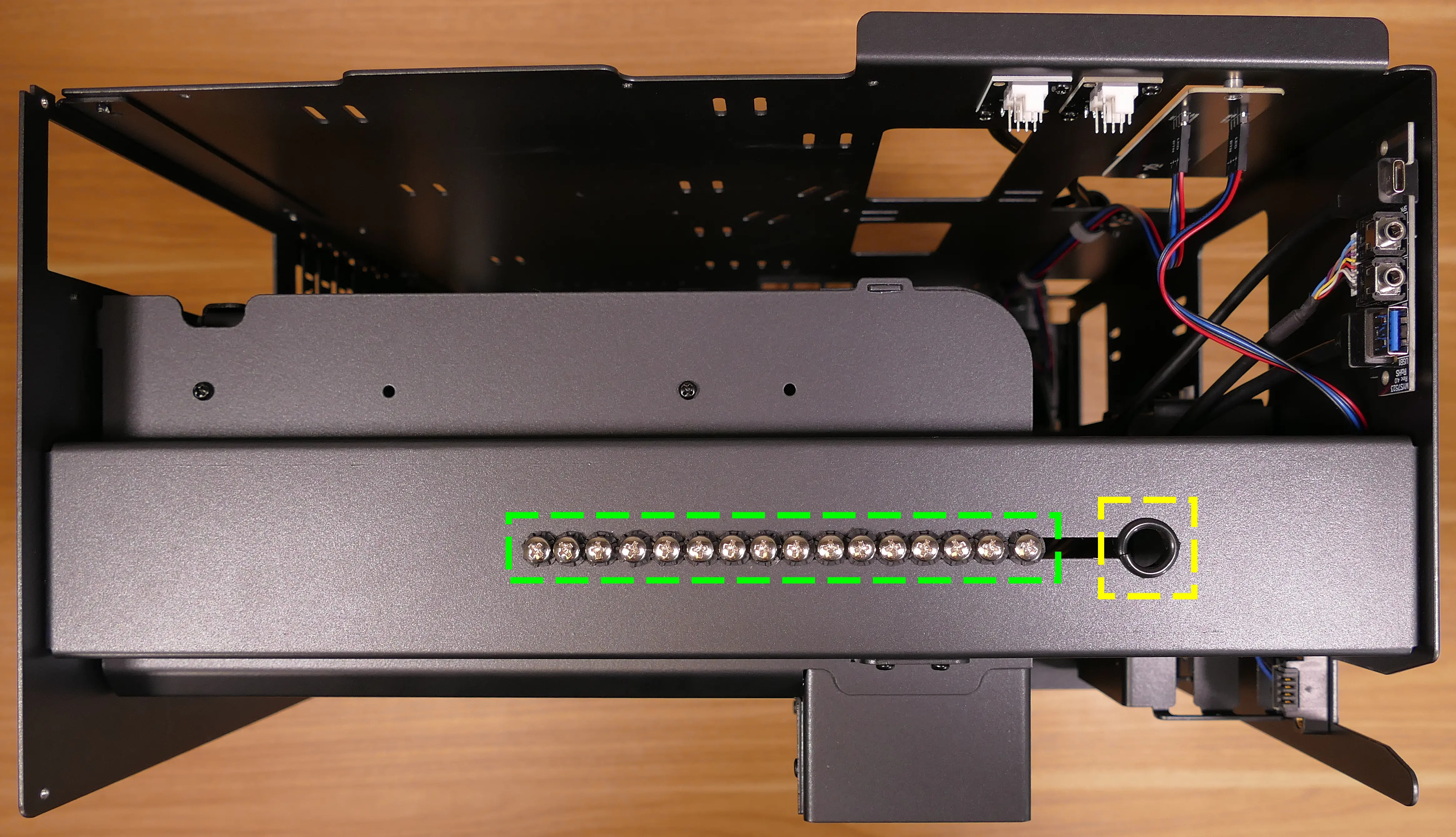 2.5" SATA drive screws on top crossbar