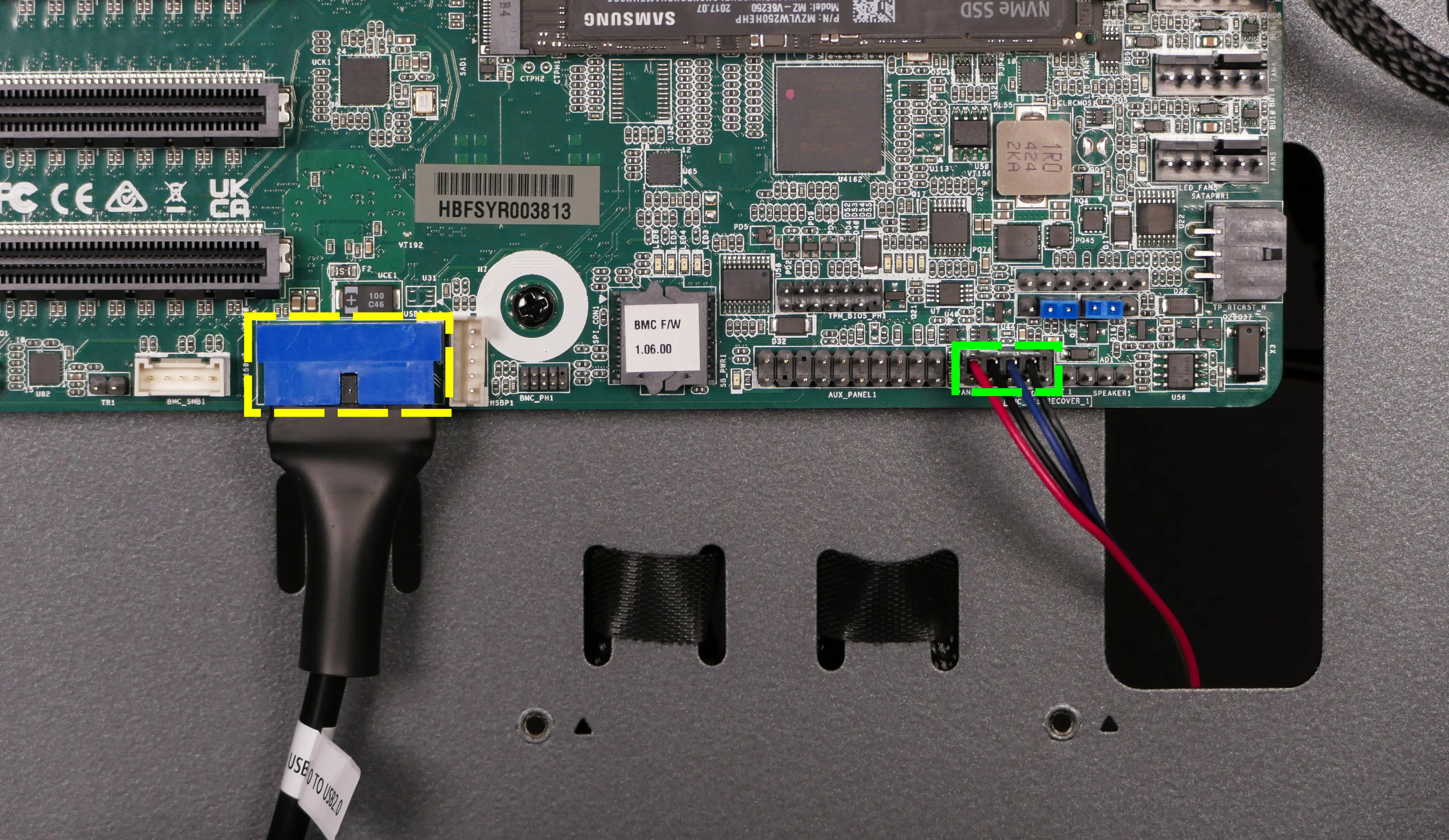 Motherboard power button & USB headers