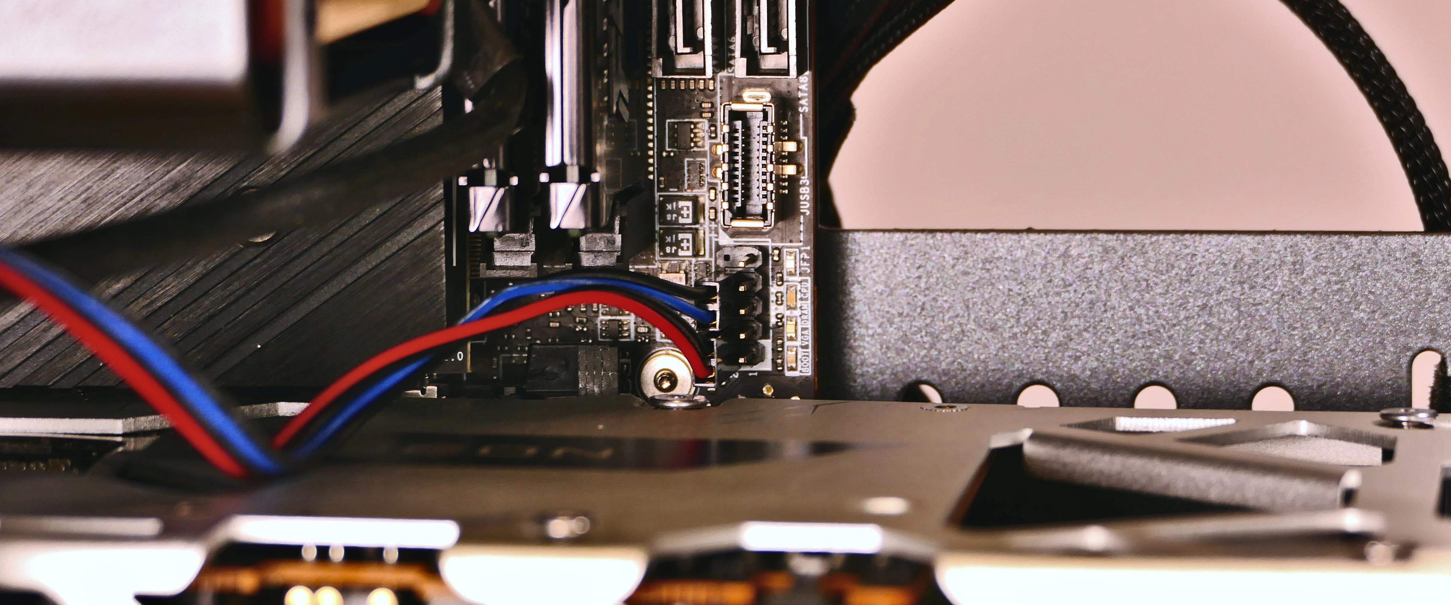 Power LED & power switch headers on motherboard