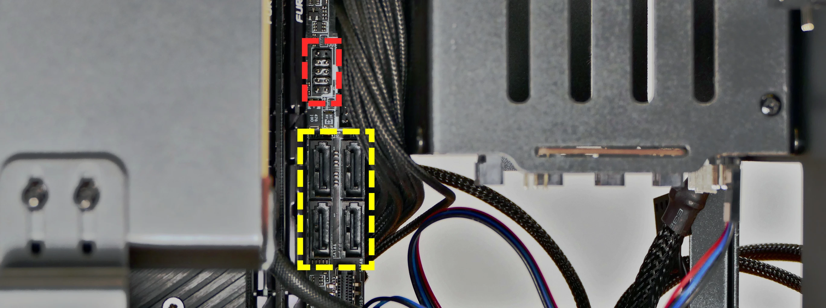 SATA connectors on motherboard
