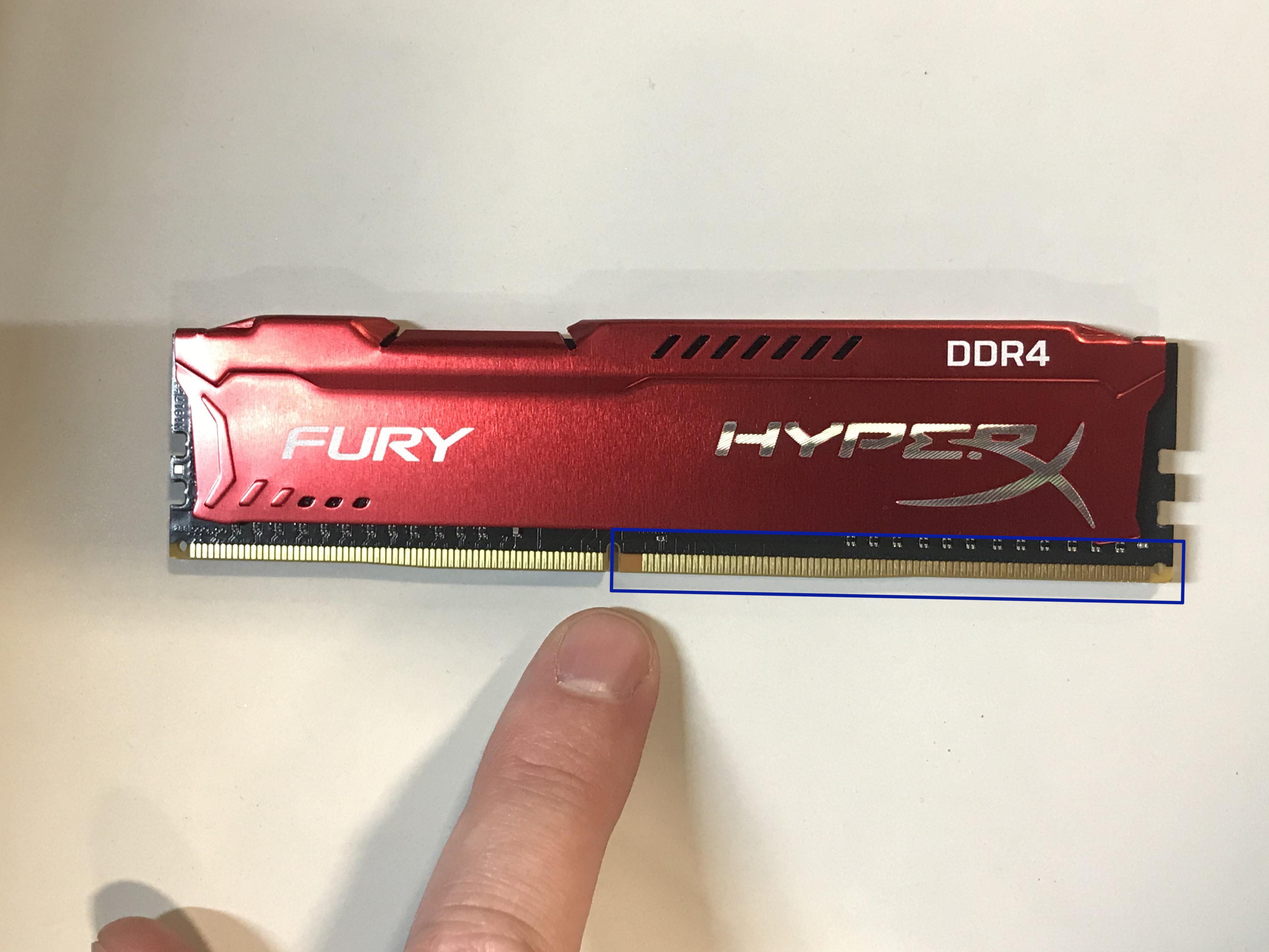 Placement of the RAM notch on the RAM stick